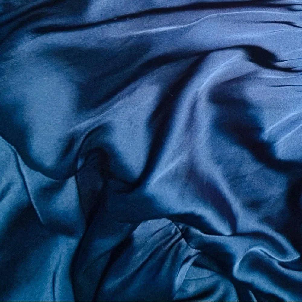 Petal & Pup Seychelles Navy Tiered Ruffle Maxi Dress Halter Satin Evening Dress - Picture 2 of 9